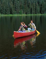 Canoeing on lake; Size=180 pixels wide